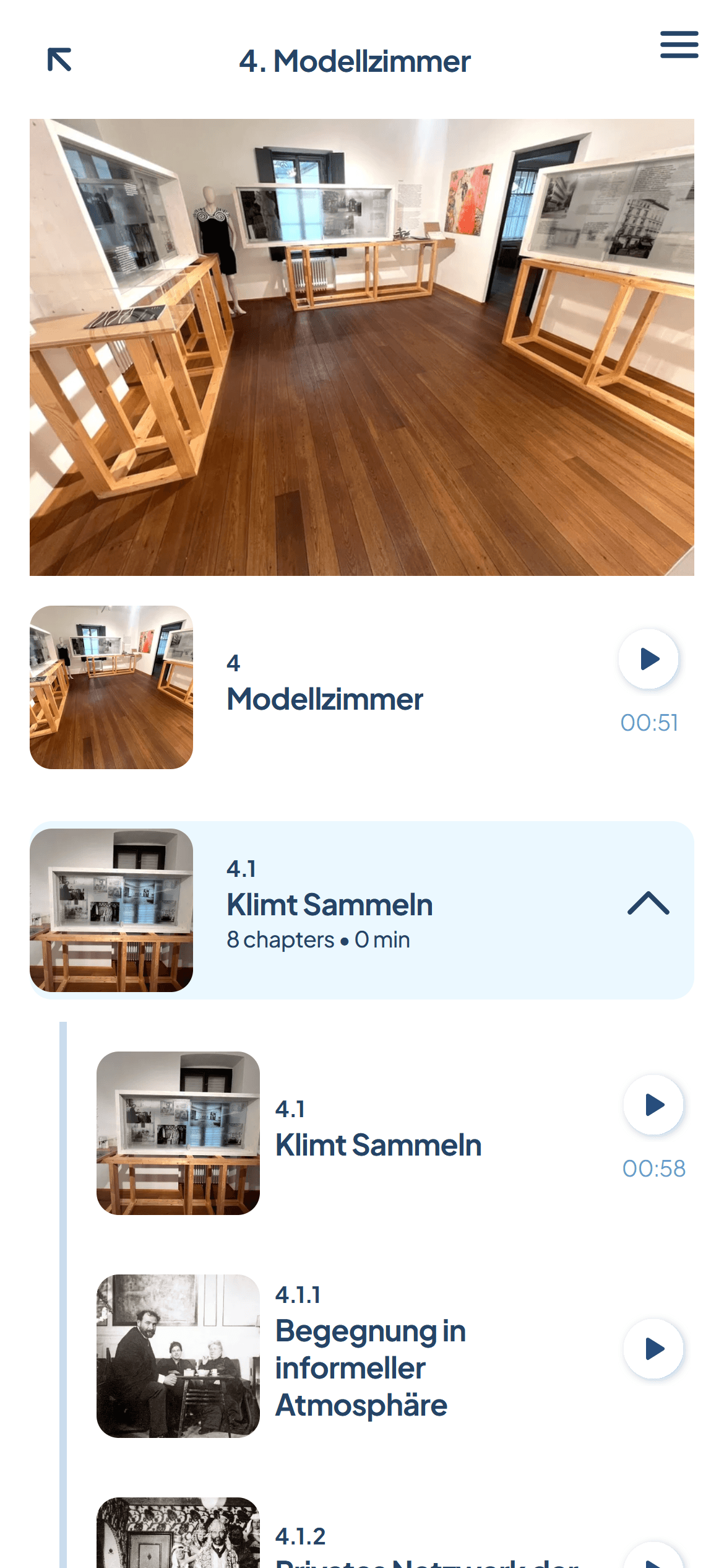 Copilot: Klimt Villa Modelzimmer — room view with chapters